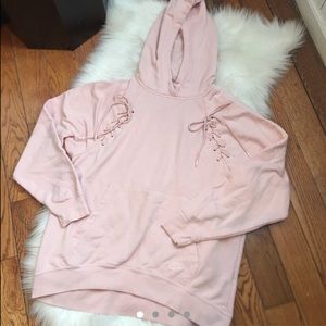 Nike bubblegum pink lace up hoodie
